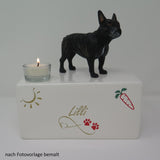 Honden Urn - Franse Bulldog - design urn met theelichtje