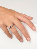 Birthstone ring February amethyst steel