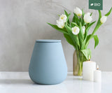 ATHOS – handmade eco urn in gray-blue engobe