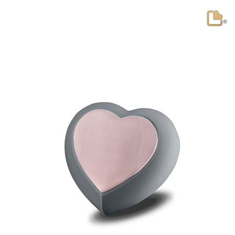 H584 Drop Heart Keepsake Urn French Grey & Bru RoseGold