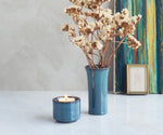 HELIOS – tealight holder in green &amp; blue ceramic 