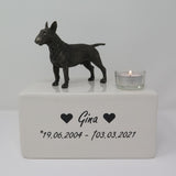 Bull Terrier urn met theelichtje design urn