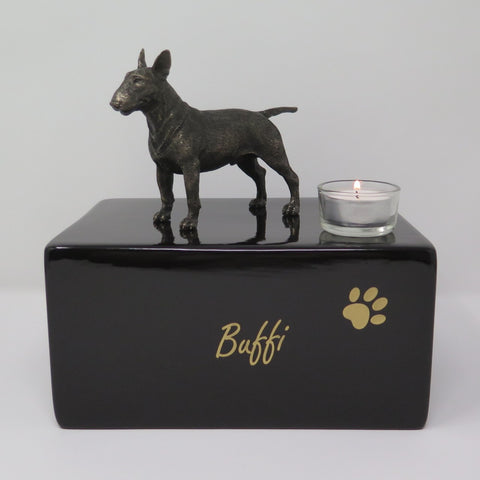 Bull Terrier urn met theelichtje design urn