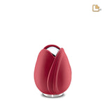 K1052 Tulip Keepsake Urn Red &amp; Pol Silver 