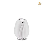 K1055 Tulip Keepsake Urn White &amp; Polish Silver 