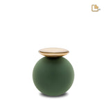 K1071 Crescent Sphere Aandenken Urn Salie Groen & Bru Gold