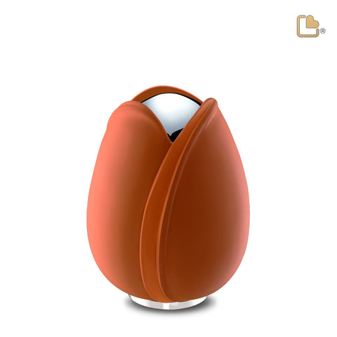 M1051 Tulip Medium Urn Orange &amp; Pol Silver 