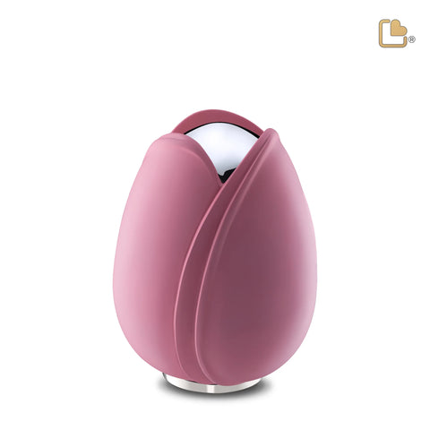 M1053 Tulip Medium Urn Pink &amp; Pol Silver 