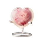 Frosted medium heart rose beige met vlindertjes F-U39MHR-VLIN