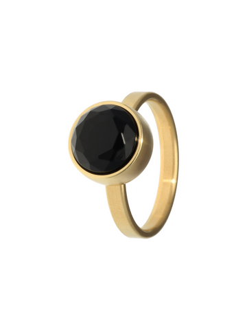 Ring zwarte onyx facet goud