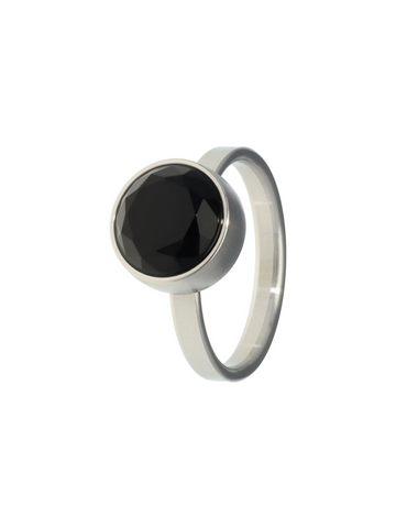Ring zwarte onyx facet staal