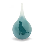 Honden Urn - Frosted druppel medium turquoise hondje  F-U01MO-TQ-HON