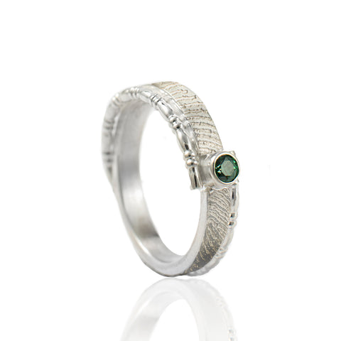 0190-00 afdruk ring met zetkast met synthetische smaragd 3mm