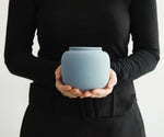 SERES small – handmade eco urn in gray-blue engobe