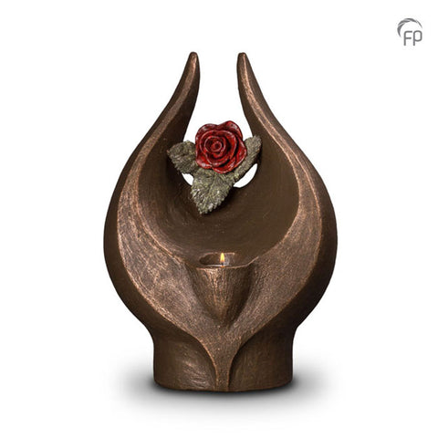 Keramische urn brons Geen rode roos zonder doorn (waxine) UGK077BT